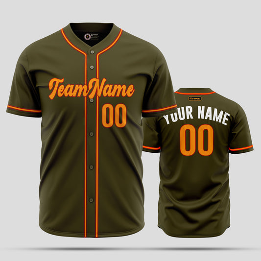 Custom Olive, Orange, and White High-Quality Baseball Jersey