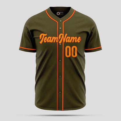 Custom Olive, Orange, and White High-Quality Baseball Jersey