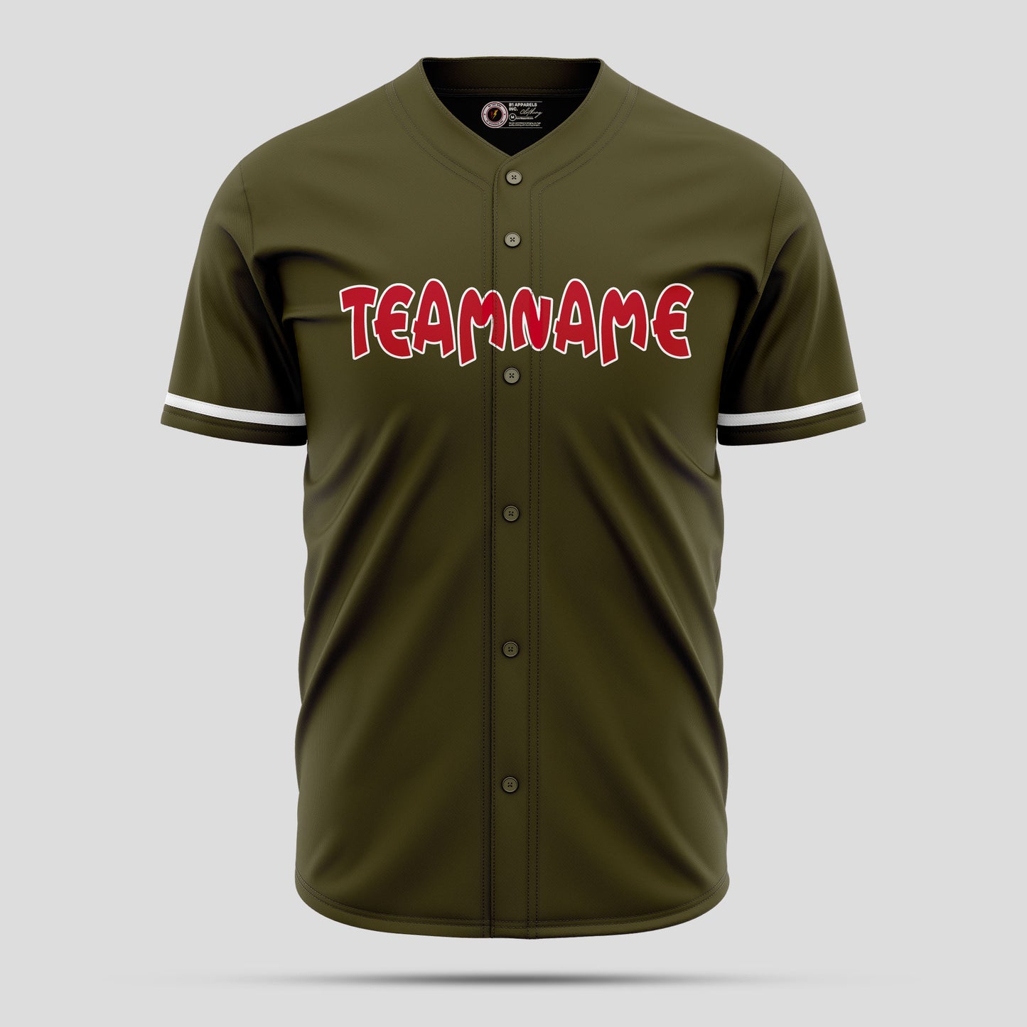 Custom Olive and Red High-Quality Baseball Jersey