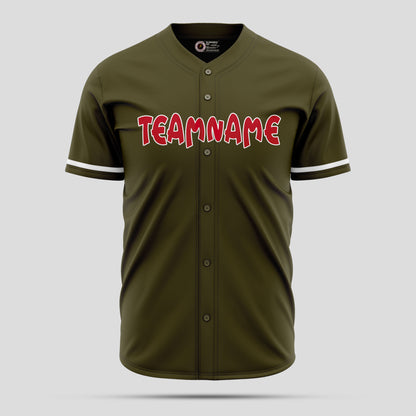 Custom Olive and Red High-Quality Baseball Jersey