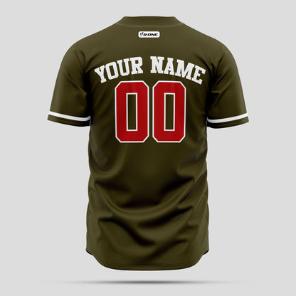 Custom Olive and Red High-Quality Baseball Jersey