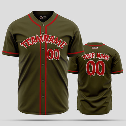 Custom Olive and Red Premium Baseball Jersey