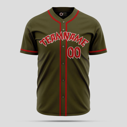 Custom Olive and Red Premium Baseball Jersey