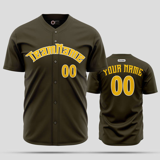 Custom Olive and Yellow High-Quality Baseball Jersey