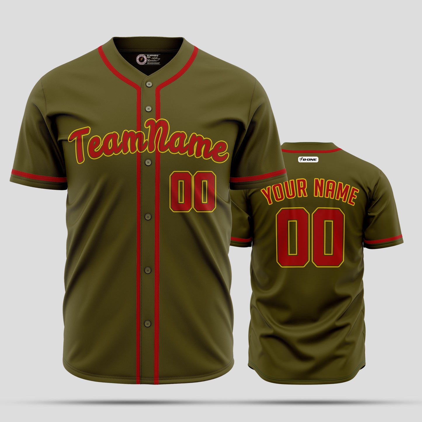 Custom Olive and Maroon Quality Baseball Jersey