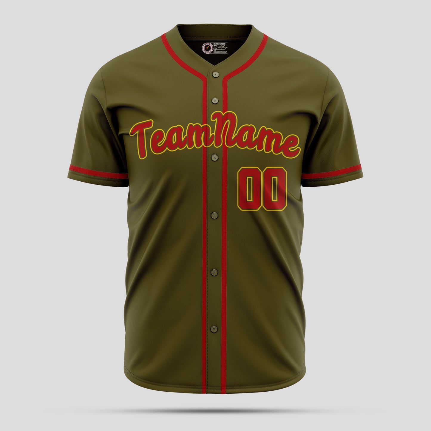 Custom Olive and Maroon Quality Baseball Jersey