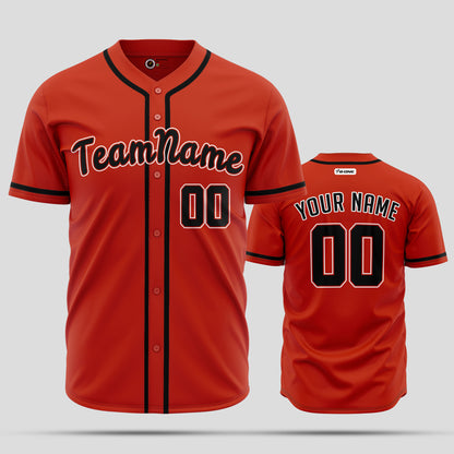 Custom High-Quality Orange & Black Baseball Jersey