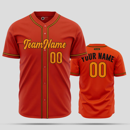 Custom High-Quality Orange, Black & Yellow Baseball Jersey