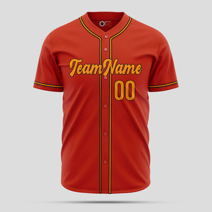 Custom High-Quality Orange, Black & Yellow Baseball Jersey