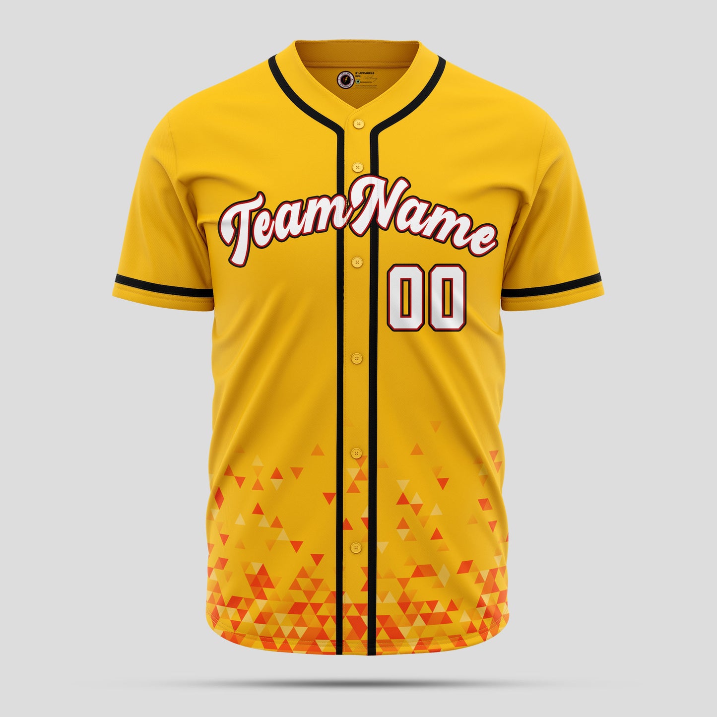 Custom Orange Gradient Pattern & Black Baseball Jersey