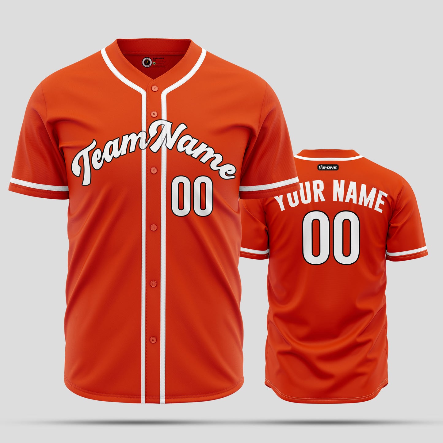 Custom Orange, White & Black Baseball Jersey