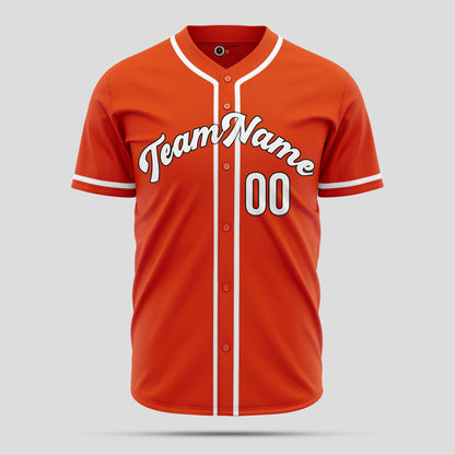 Custom Orange, White & Black Baseball Jersey