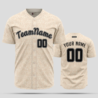 Custom Pattern Cream Black Baseball Jersey - Ultimate Team Gear