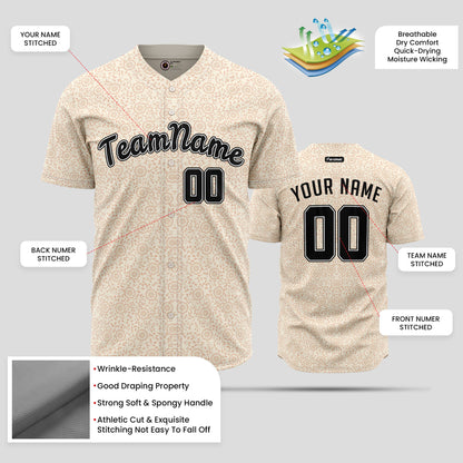 Custom Pattern Cream Black Baseball Jersey - Ultimate Team Gear