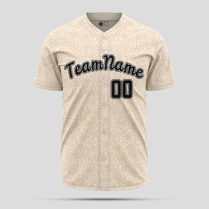 Custom Pattern Cream Black Baseball Jersey - Ultimate Team Gear