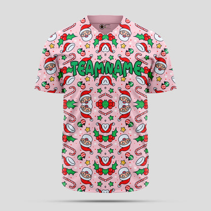 Custom Pink & Green 3D Christmas Pattern Baseball Jersey