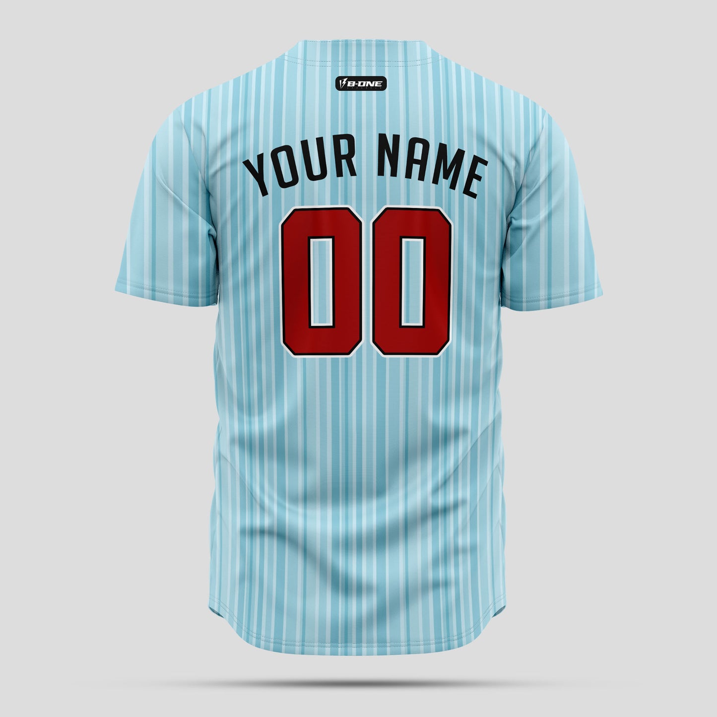 Custom Pinstripe Light Blue & Red Quality Baseball Jersey