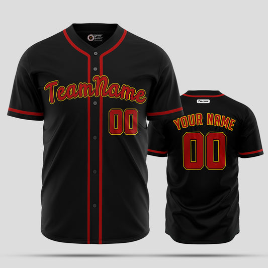 Custom Premium Black & Orange Authentic Baseball Jersey