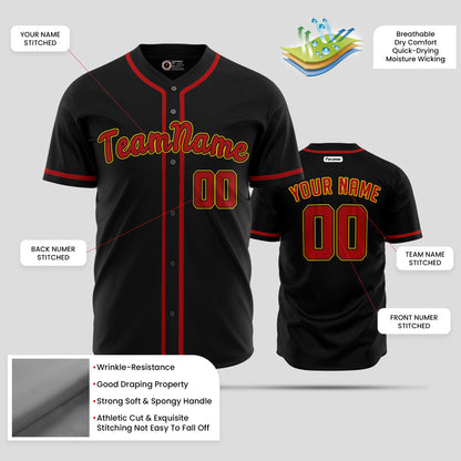 Custom Premium Black & Orange Authentic Baseball Jersey