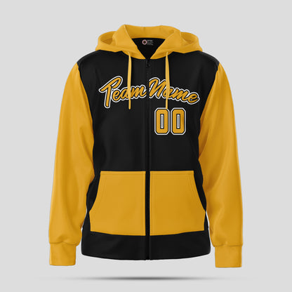 Custom Premium Black Yellow Pullover Hoodie Sweatshirt