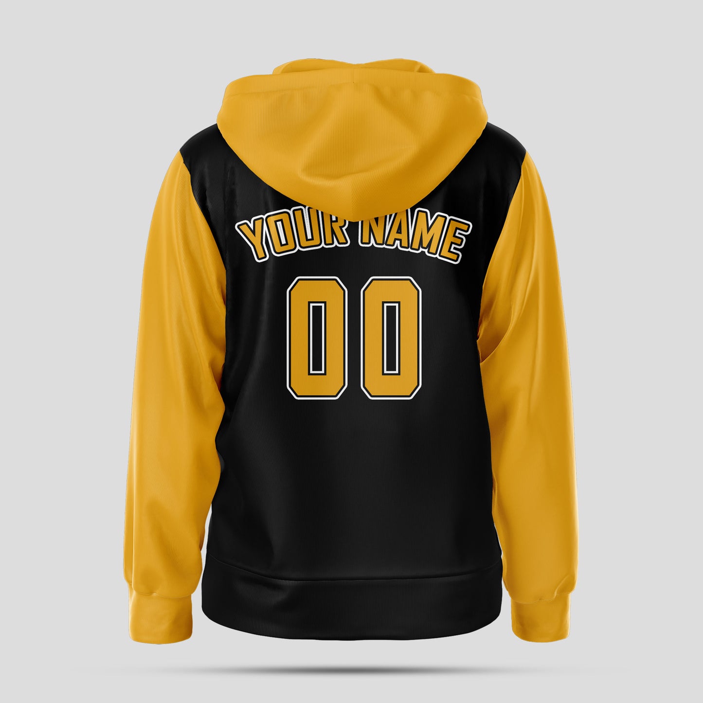 Custom Premium Black Yellow Pullover Hoodie Sweatshirt