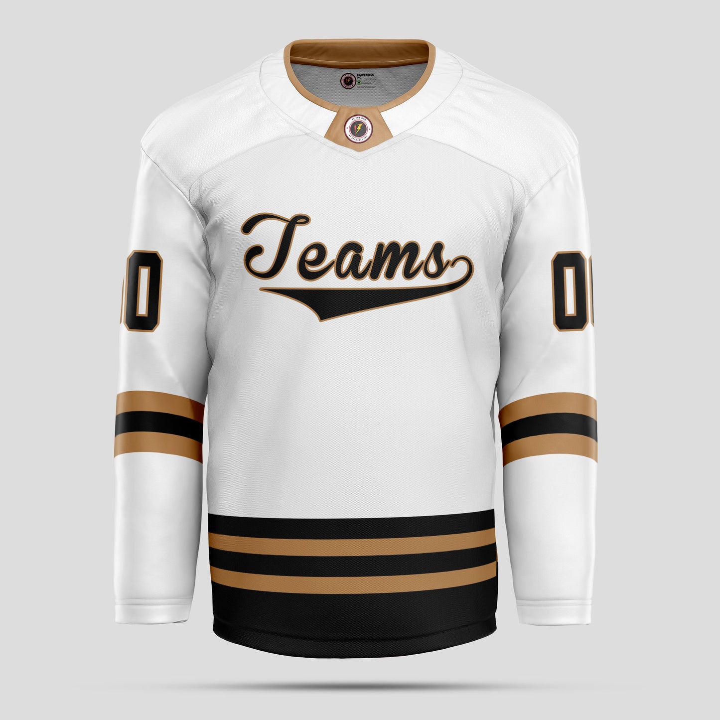 Custom Premium Quality Black, Gold, and White Hockey Jersey - Personalized & Durable