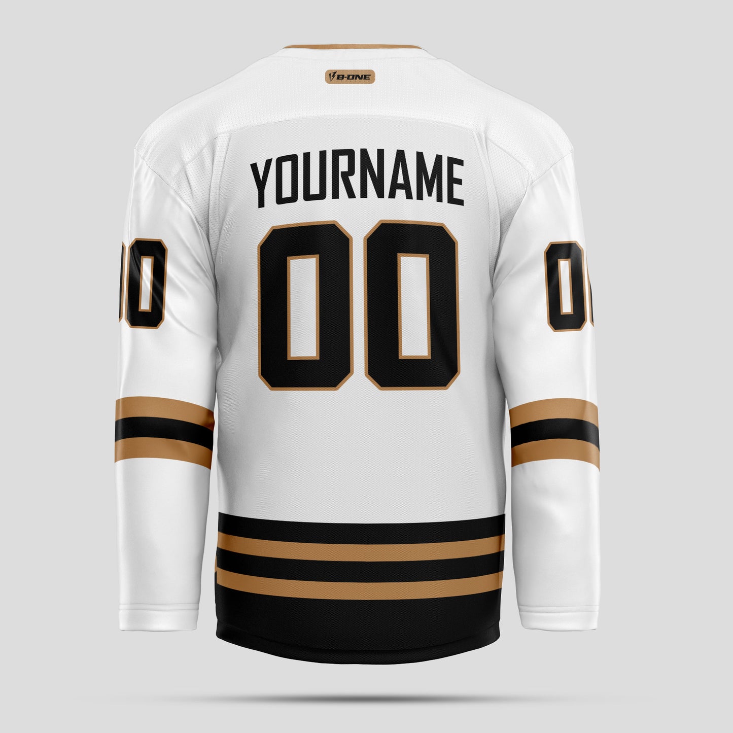 Custom Premium Quality Black, Gold, and White Hockey Jersey - Personalized & Durable