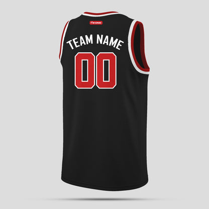 Custom Premium Quality Black and Red Round Neck Basketball Jersey