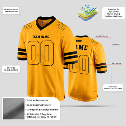 Custom Premium Quality Old Gold and Black Football Jersey with Personalized Design