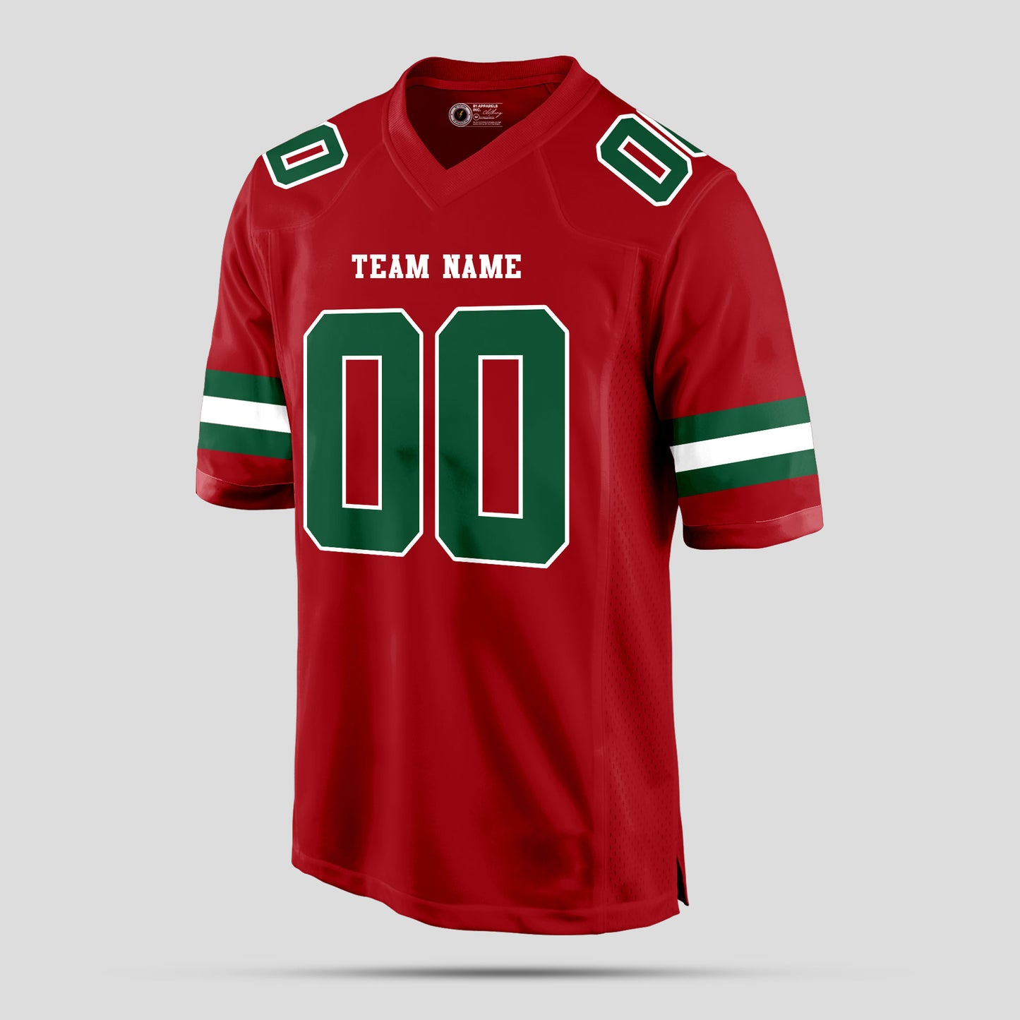 Custom Premium Quality Red, Green, and White Football Jersey – Personalized for Superior Performance and Style