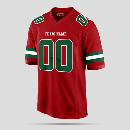 Custom Premium Quality Red, Green, and White Football Jersey – Personalized for Superior Performance and Style