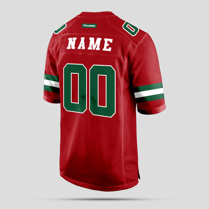 Custom Premium Quality Red, Green, and White Football Jersey – Personalized for Superior Performance and Style