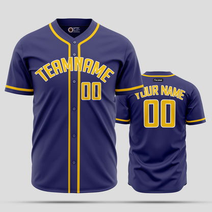 Custom Purple & Yellow Authentic Baseball Jersey