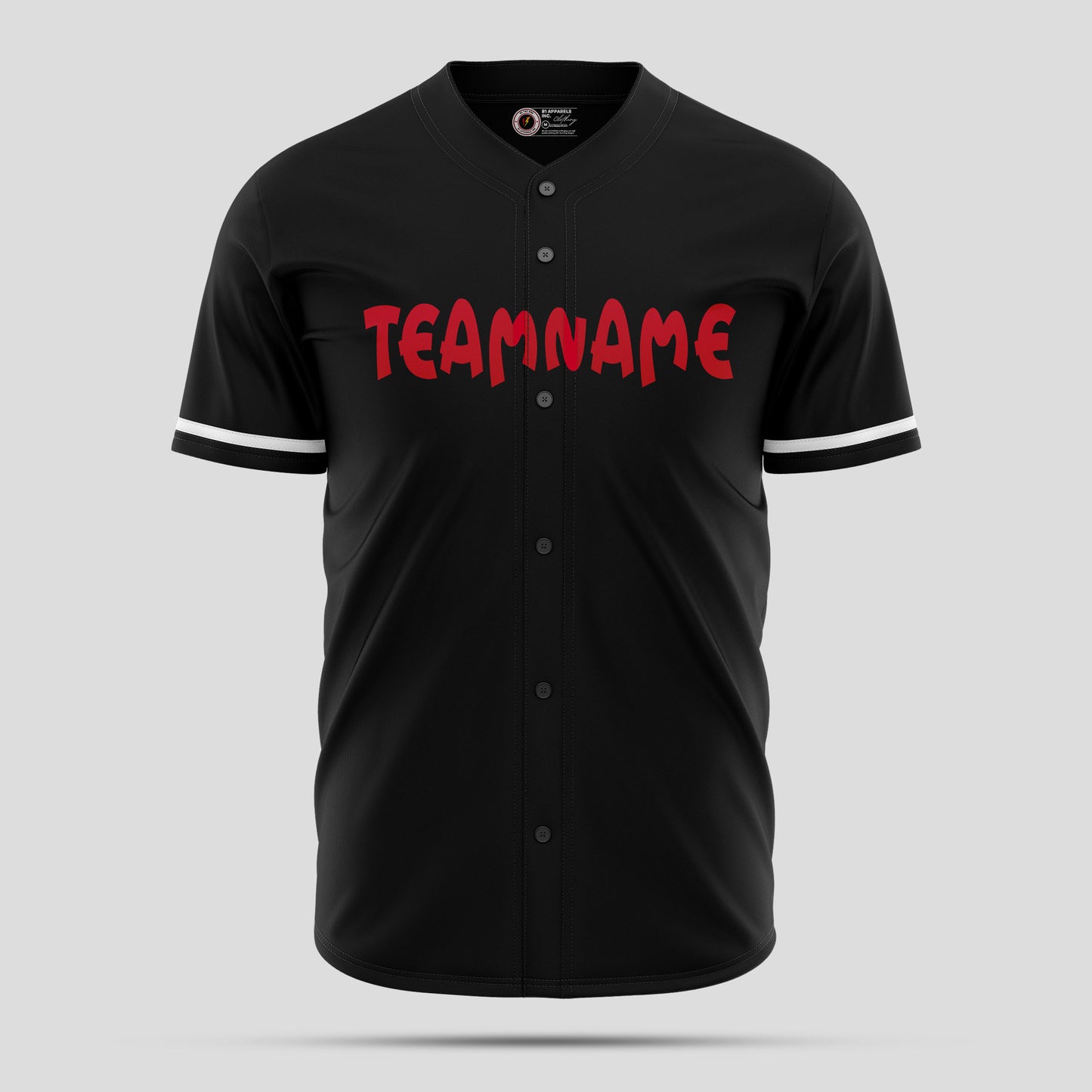 Custom Pure Black & Red Baseball Jersey