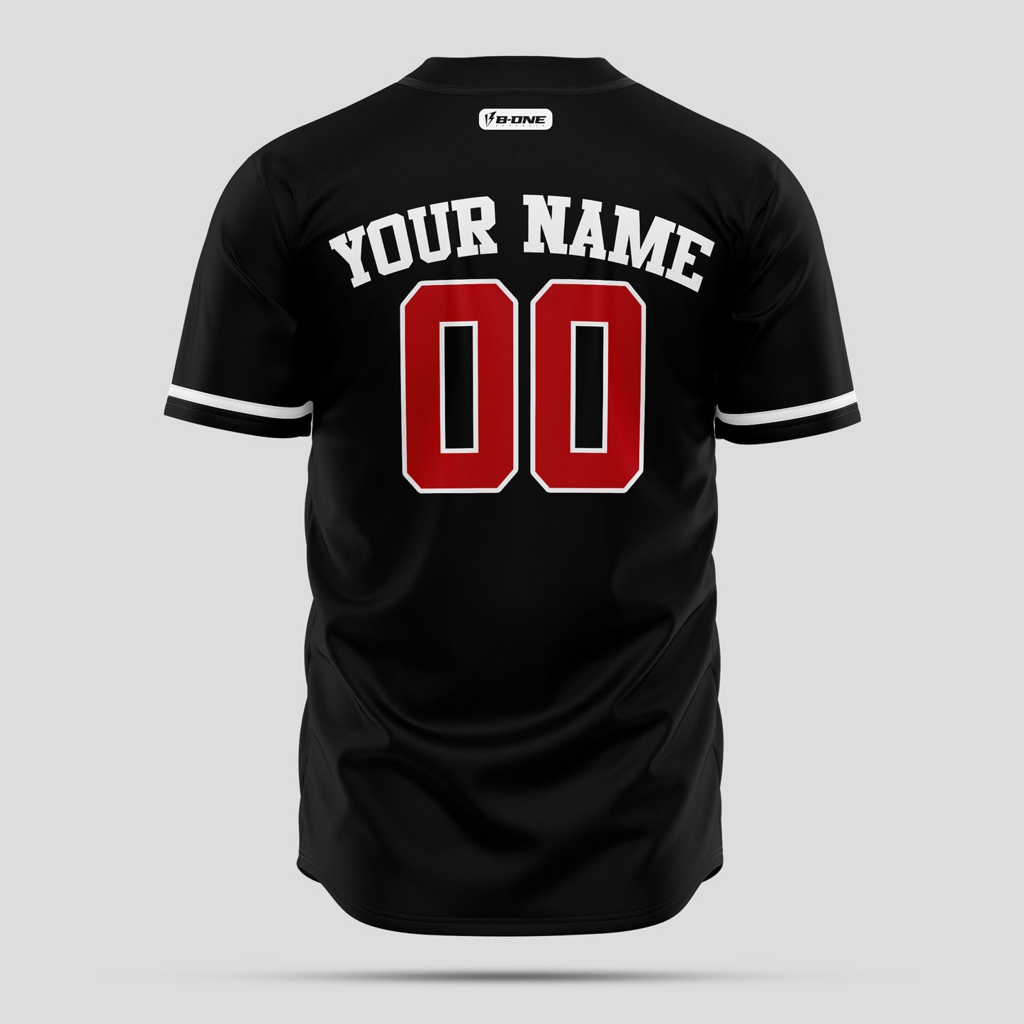 Custom Pure Black & Red Baseball Jersey