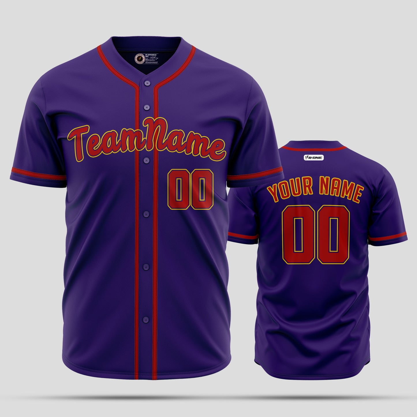 Custom Purple & Orange Unisex Baseball Jersey