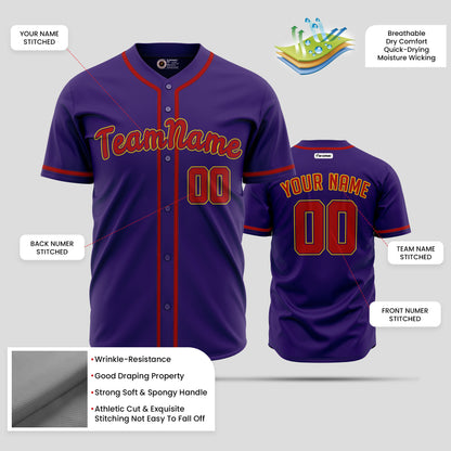 Custom Purple & Orange Unisex Baseball Jersey