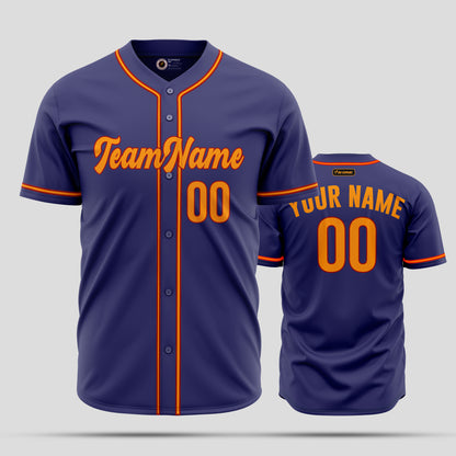 Custom Purple & Orange High-Quality Baseball Jersey