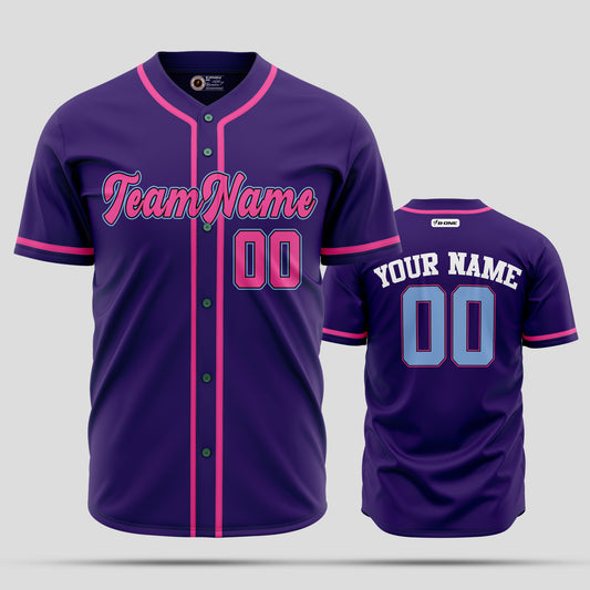 Custom Purple, Pink & Blue Authentic Baseball Jersey