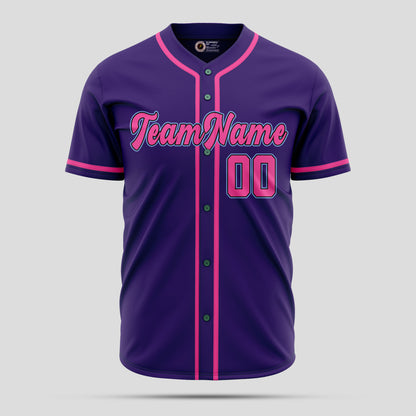 Custom Purple, Pink & Blue Authentic Baseball Jersey