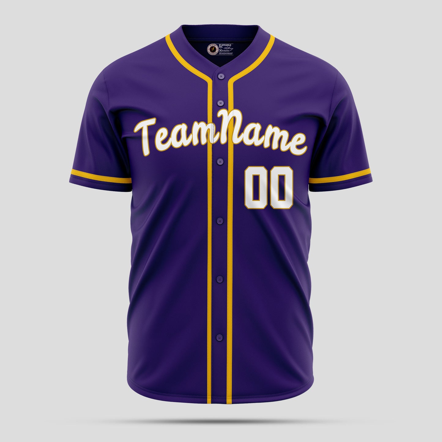 Custom Purple, Yellow & White Real Quality Baseball Jersey