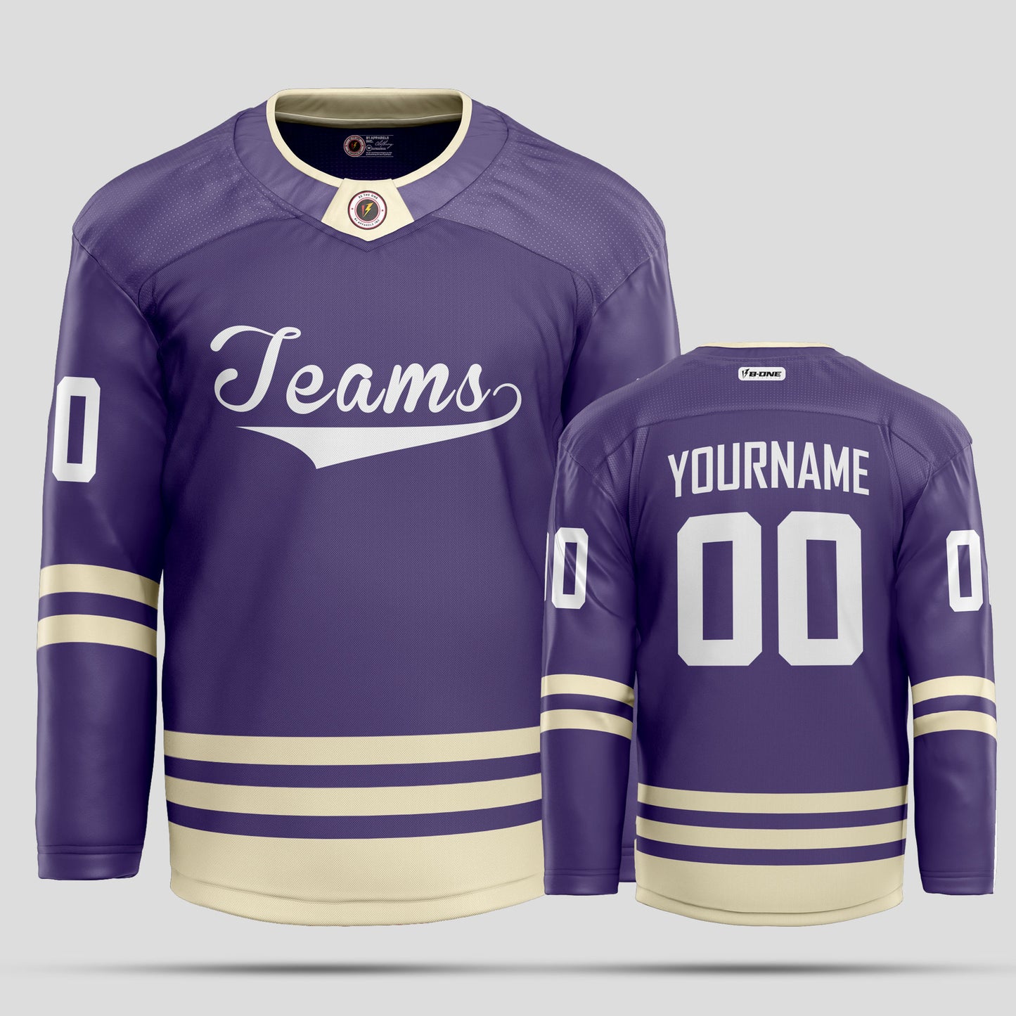 Custom Purple, Old Gold, and White Hockey Jersey - Premium Personalized Teamwear