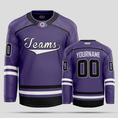 Custom Purple, White, and Black Premium Quality Hockey Jersey - Personalized Teamwear