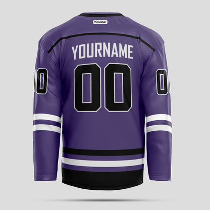 Custom Purple, White, and Black Premium Quality Hockey Jersey - Personalized Teamwear