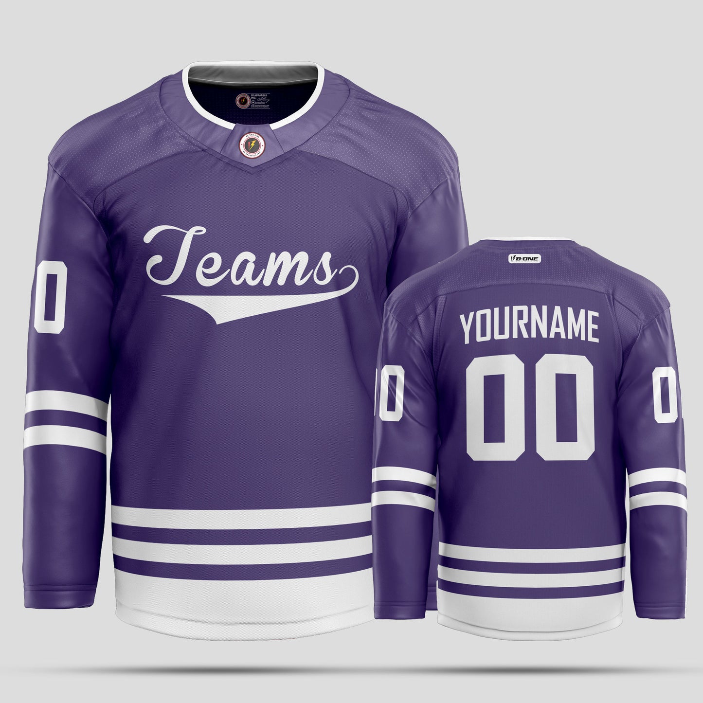 Custom Purple and White Hockey Jersey - Personalized Team Uniform