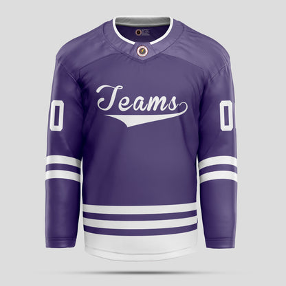 Custom Purple and White Hockey Jersey - Personalized Team Uniform