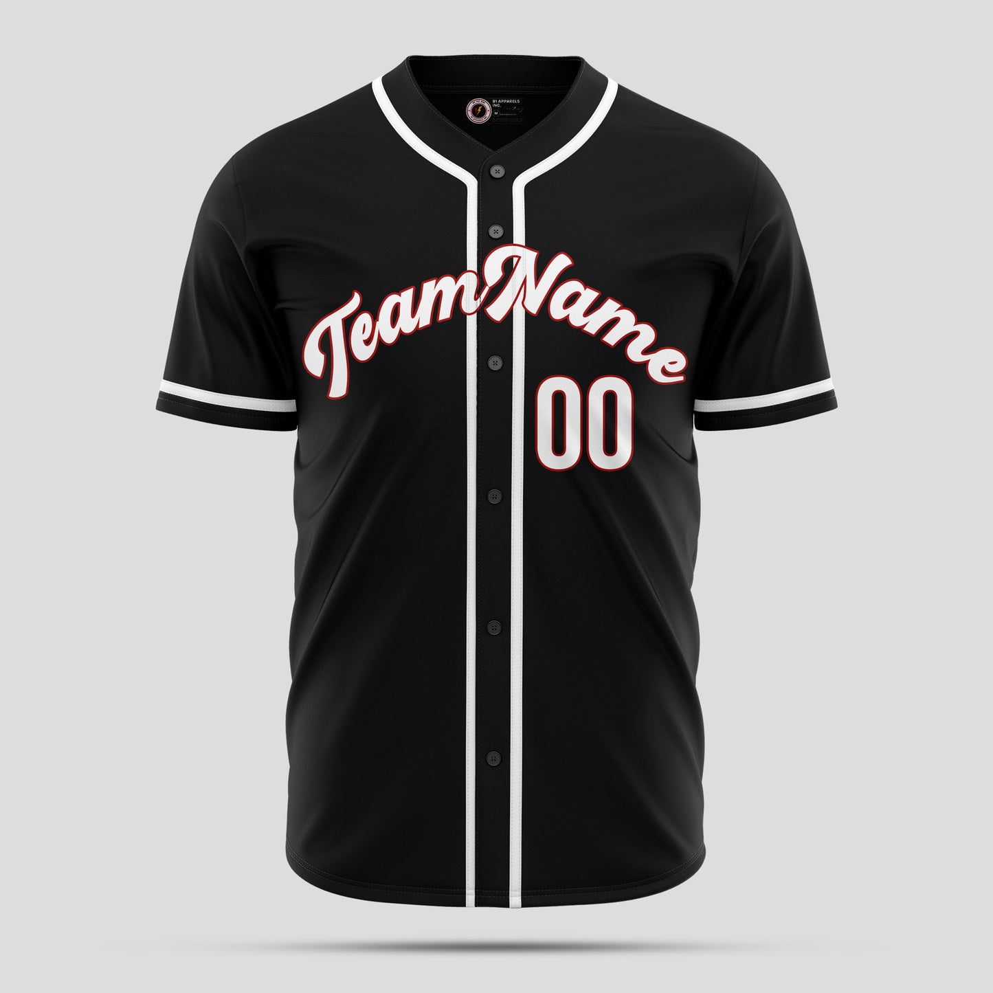 Custom High-Quality Black, Red & White Baseball Jersey