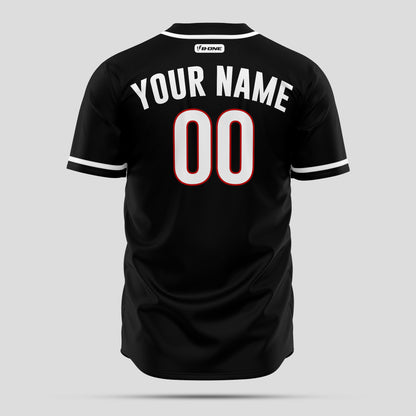 Custom High-Quality Black, Red & White Baseball Jersey