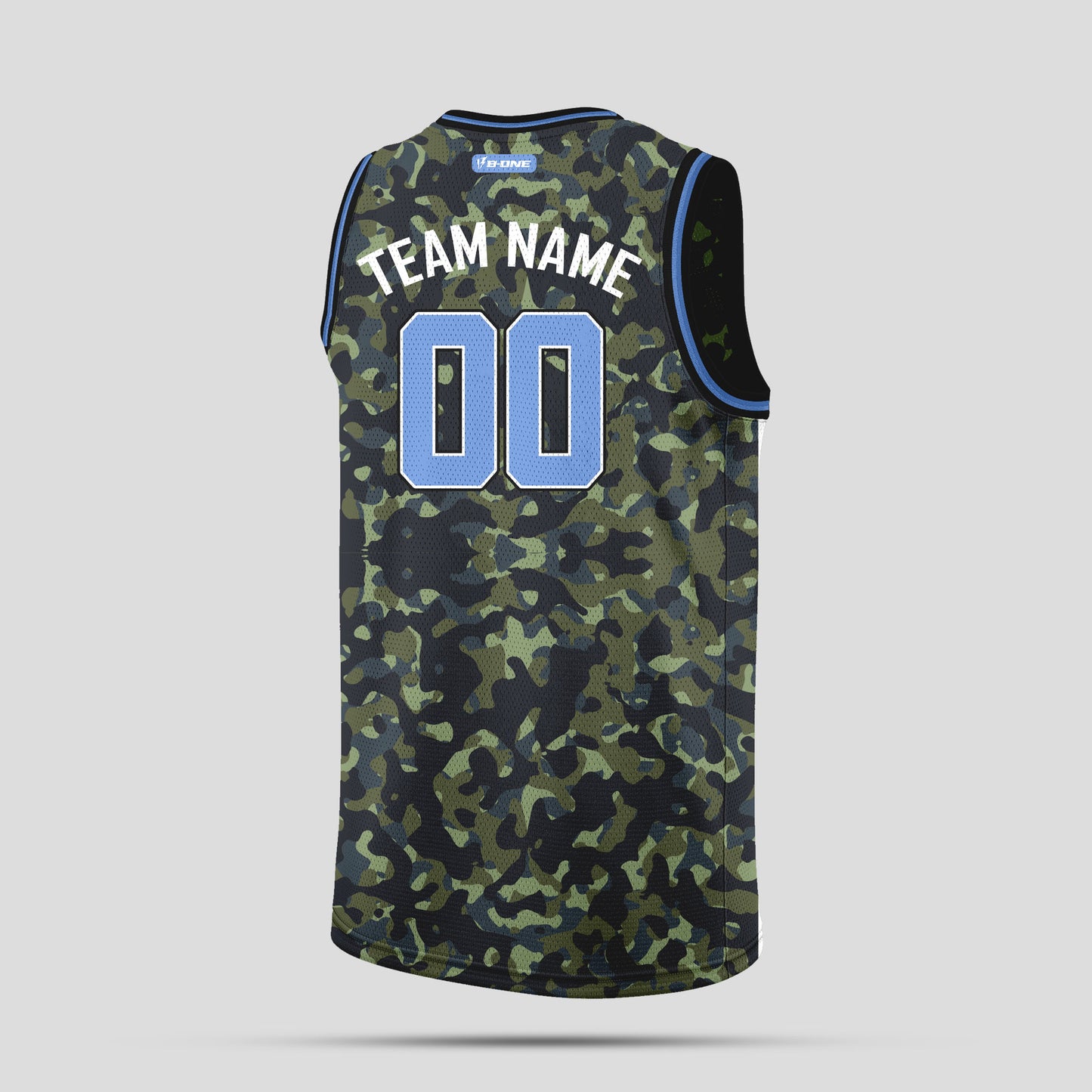 Custom Blue and Green Camo Basketball Jerseys – High-Quality Team Uniforms