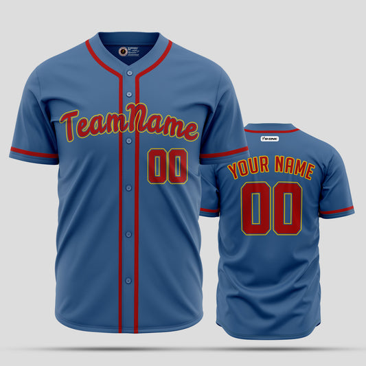 High-Quality Custom Light Blue & Orange Baseball Jersey